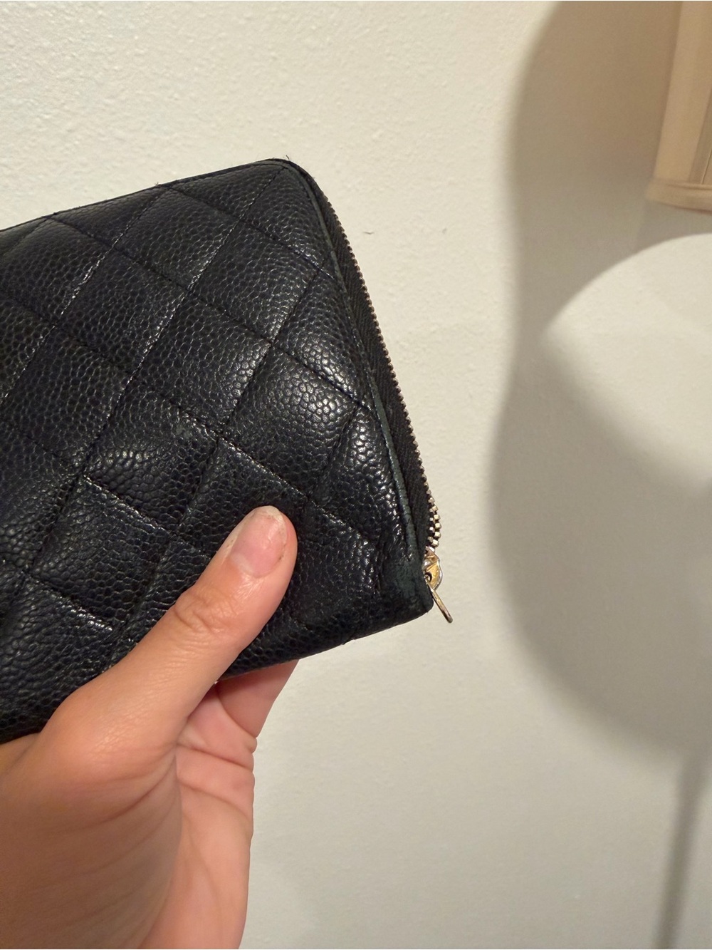 CHANEL Black Quilted Zip Wallet with Gold CC Emblem - Picture 7 of 8